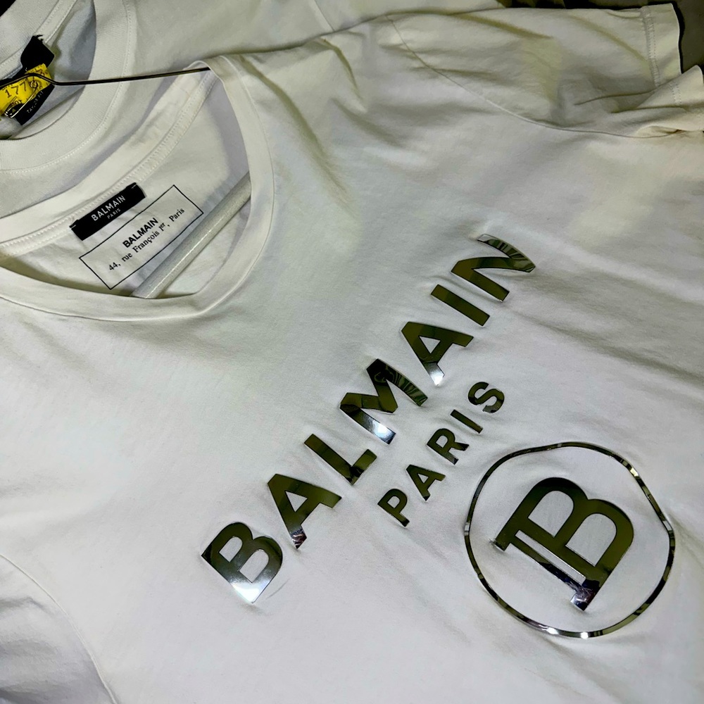 T-SHIRT WITH MIRROR LOGO IN WHITE,SILVER